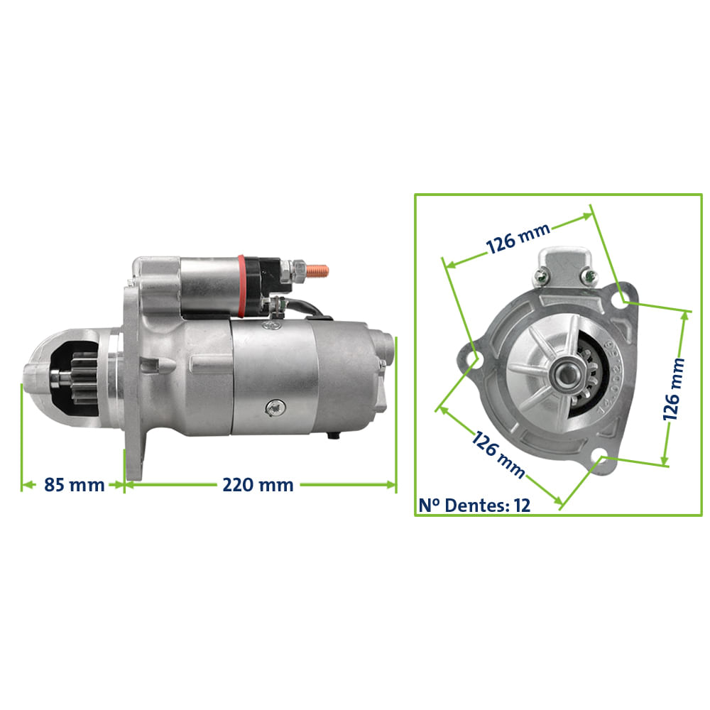 Motor Partida 12V 4,0 kW M100R Cargo 1622 2422 2425 2630