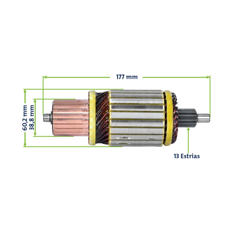 Induzido Motor Partida 24V Mitsubishi Stralis VW 13180 15180 Induzido Motor Partida 24V Mitsubishi Stralis VW 13180 15180