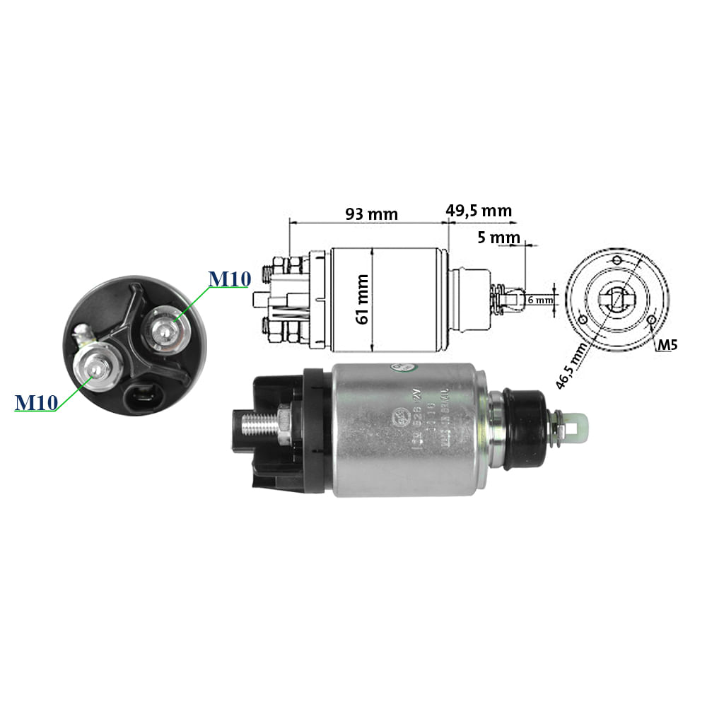 Automático Motor de Partida 12V AZ Massey MF 200 4200 5200
