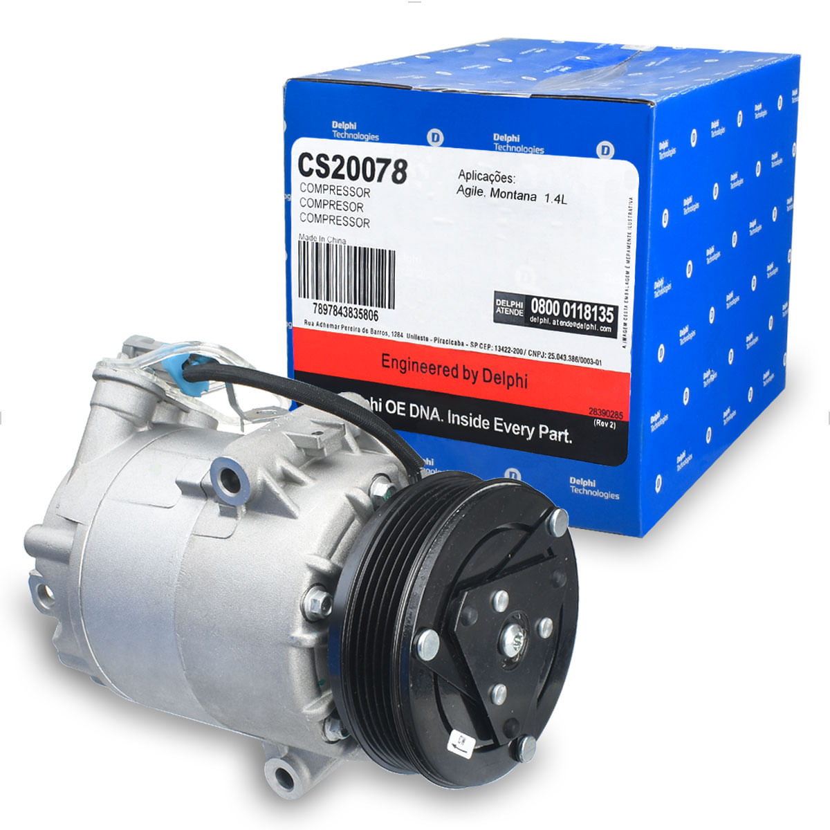 Compressor Ar CVC 12V Polia 5PK Estrias Delphi CS10060 Original