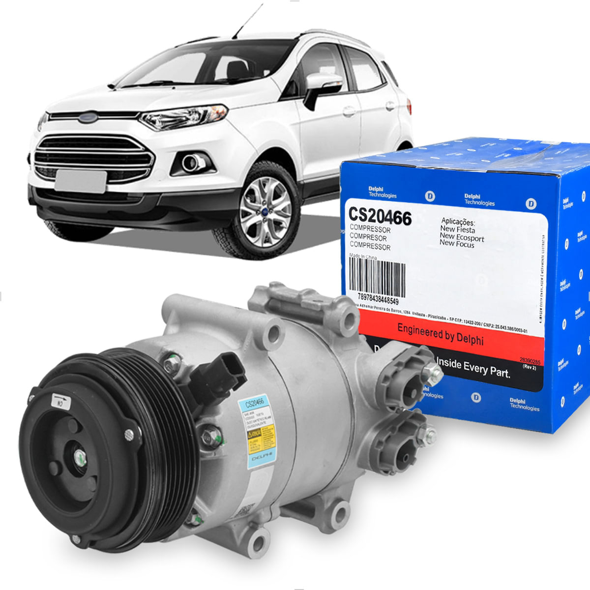 Compressor Ar Ecosport 1.6 2012 até 2017 Delphi CS20466 Original