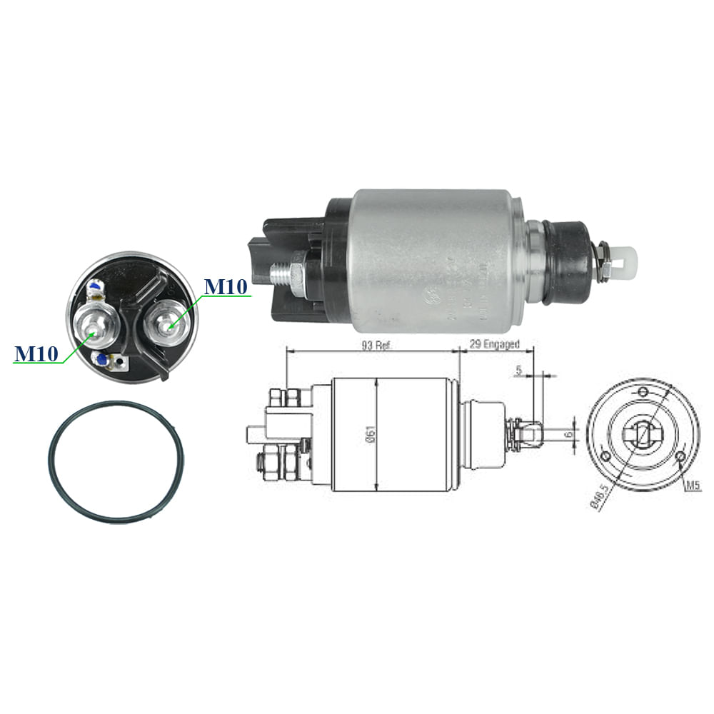 Automático Motor de Partida 12V AZE Massey MF 235 MF 265 MF 290