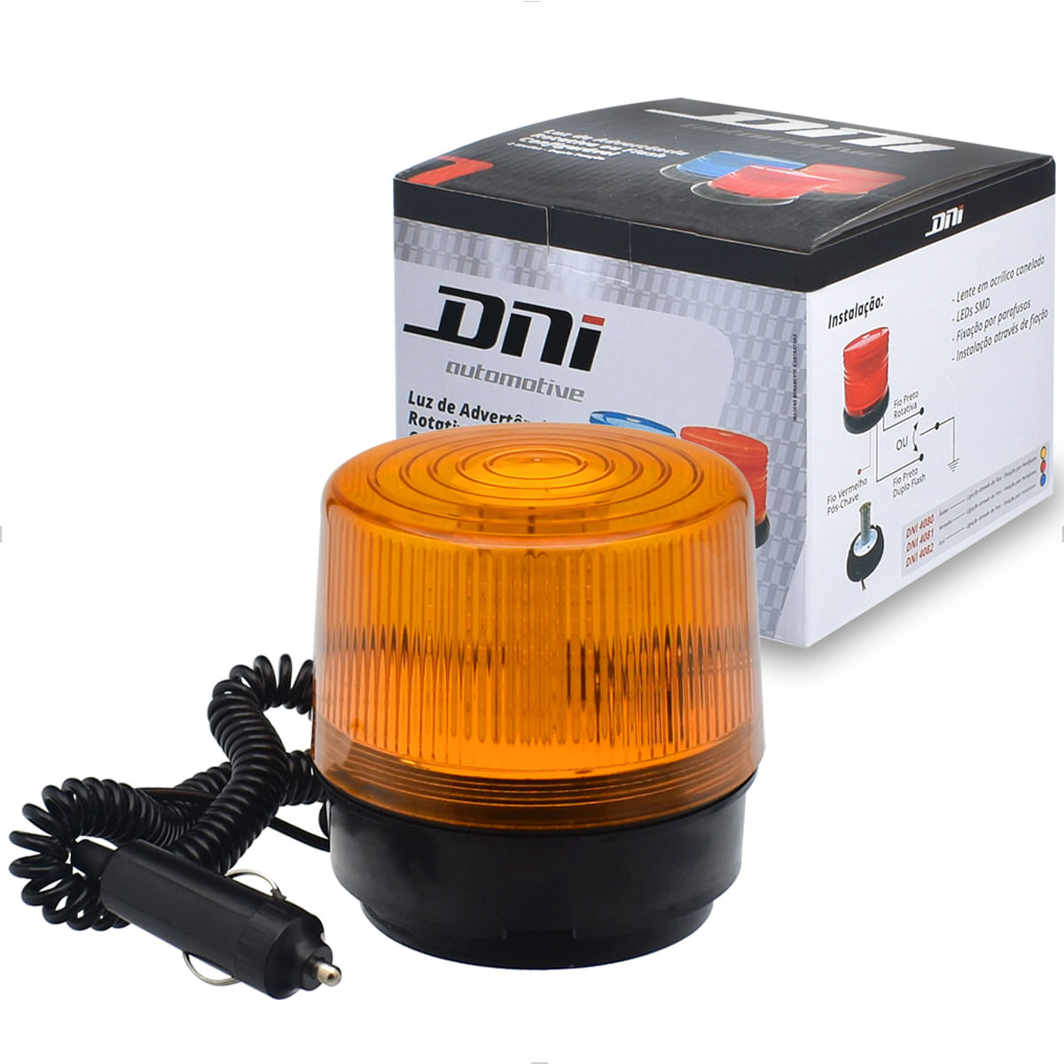 Giroflex Com Flash E Rotativo 12v 24v Led Ambar Com Ima E Plug Com