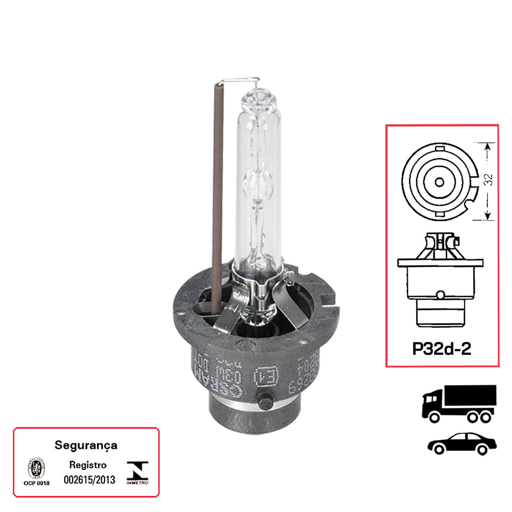 Lâmpada Xenon Osram D2S Standard Original Xenarc 4100K 35W | Osram